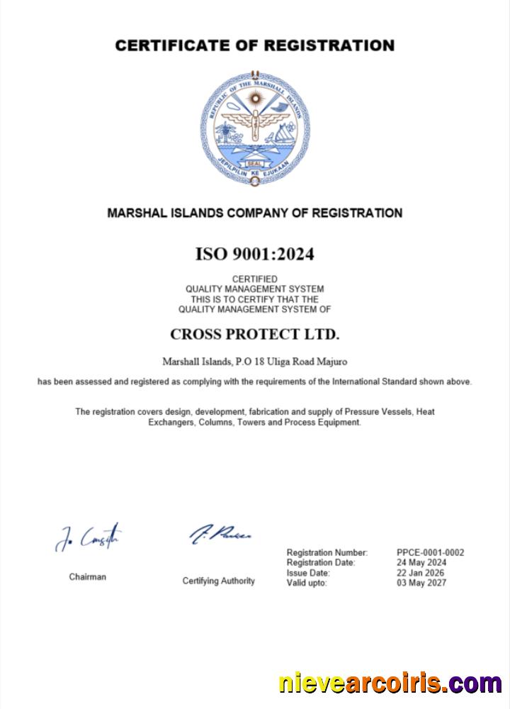 Marshall Islands business registration certificate